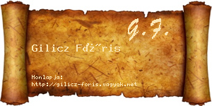 Gilicz Fóris névjegykártya